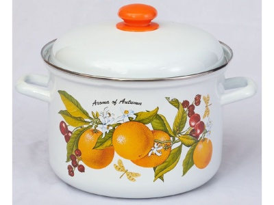 Изображение товара Кастрюля эмаль белая 6,0л Фруктовая фантазия С-1618АП2/4 (4шт/уп) Х в Миди Лтд