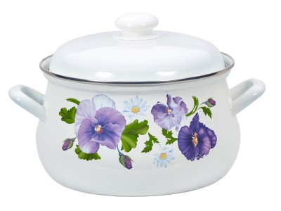 Изображение товара Кастрюля эмаль белая 4,5л Анютины глазки С-3915АП2/4 (4шт/уп) Х в Миди Лтд