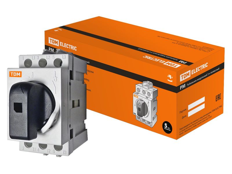 Рубильник модульный РМ-20 3Р 20А TDM - фото в Миди Лтд Изображение товара Рубильник модульный РМ-20 3Р 20А TDM в Миди Лтд