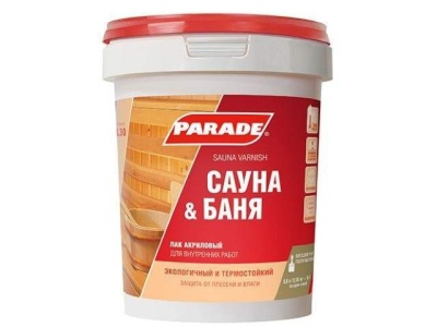 Лак для саун акриловый PARADE L30 сауна,баня  П/мат 2,5л (3шт/уп, 144шт/пал) - фото в Миди Лтд Изображение товара Лак для саун акриловый PARADE L30 сауна,баня  П/мат 2,5л (3шт/уп, 144шт/пал) в Миди Лтд