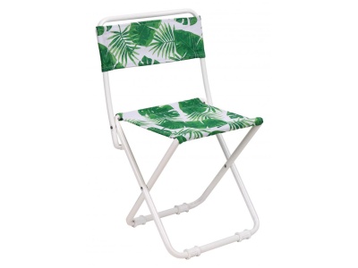 Стул складной походный со спинкой NIKA 385x370x650 с тропическими листьями светлый - фото в Миди Лтд Изображение товара Стул складной походный со спинкой NIKA 385x370x650 с тропическими листьями светлый в Миди Лтд