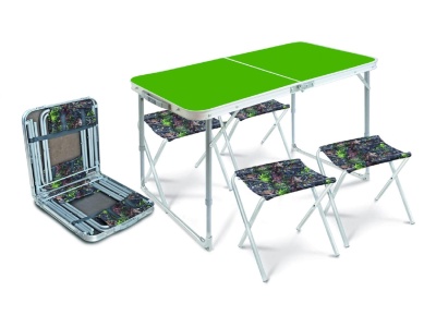 Набор NIKA стол складной 1020х500мм+4стула складных 300х300мм зеленый с дубовыми листьями Х - фото в Миди Лтд Изображение товара Набор NIKA стол складной 1020х500мм+4стула складных 300х300мм зеленый с дубовыми листьями Х в Миди Лтд