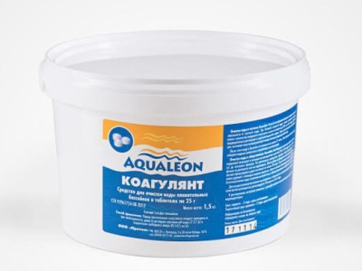 Коагулянт АКВАЛЕОН 25г таблетка 1,5кг (8шт/уп) - фото в Миди Лтд Изображение товара Коагулянт АКВАЛЕОН 25г таблетка 1,5кг (8шт/уп) в Миди Лтд