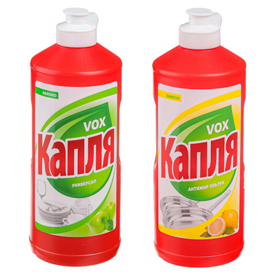 Жидкость для посуды КАПЛЯ Vox соль-эффект Лимон 450г (15шт/кор) - фото в Миди Лтд Изображение товара Жидкость для посуды КАПЛЯ Vox соль-эффект Лимон 450г (15шт/кор) в Миди Лтд