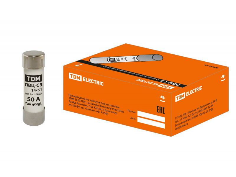 Плавкая вставка С3 14*51 50А TDM - фото в Миди Лтд Изображение товара Плавкая вставка С3 14*51 50А TDM в Миди Лтд