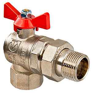 Кран шаровой американка 1/2" бабочка угловой латунь VALTEC - фото в Миди Лтд Изображение товара Кран шаровой американка 1/2" бабочка угловой латунь VALTEC в Миди Лтд