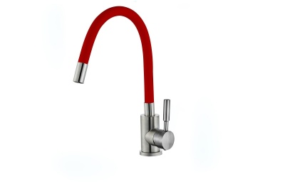 Смеситель для кухни силиконовый излив 35мм нерж красный ХХХ - фото в Миди Лтд Изображение товара Смеситель для кухни силиконовый излив 35мм нерж красный ХХХ в Миди Лтд