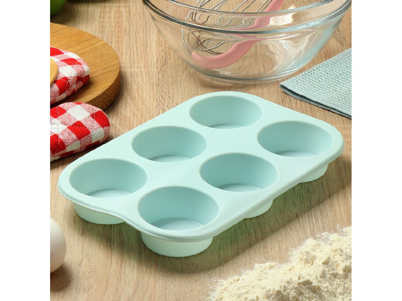 Изображение товара Форма для запекания силикон прямоугольная 6 кексов 17,5*17*3см Daniks Квантум (10шт/уп) в Миди Лтд