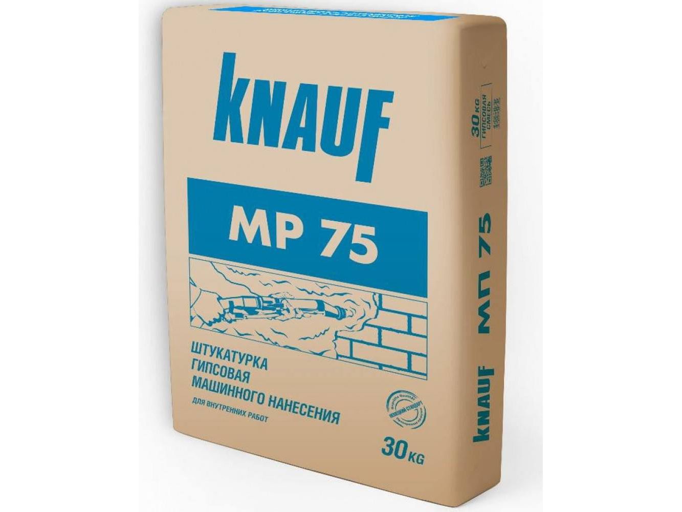 Штукатурка гипсовая Кнауф МП 75 30кг (40шт/пал) - фото в Миди Лтд Изображение товара Штукатурка гипсовая Кнауф МП 75 30кг (40шт/пал) в Миди Лтд