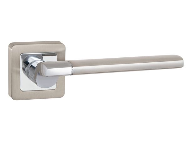 Ручки дверные GALAXY QR SN/CP-3 матовый никель/хром - фото в Миди Лтд Изображение товара Ручки дверные GALAXY QR SN/CP-3 матовый никель/хром в Миди Лтд