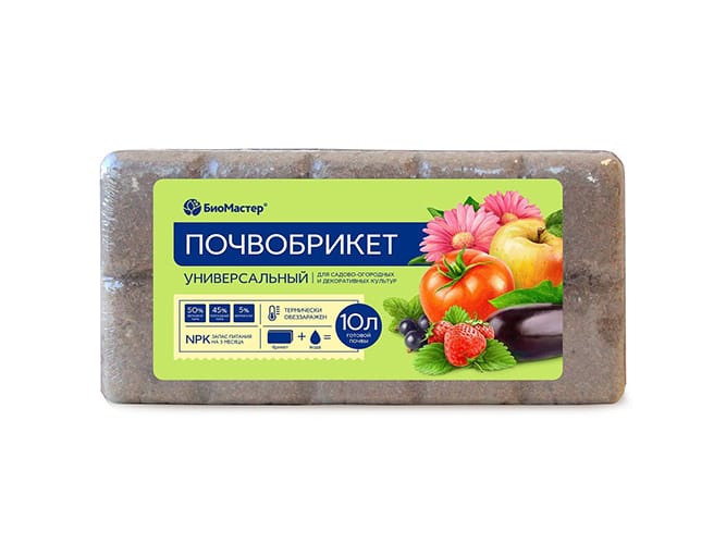 Почвобрикет Универсальный Биомастер 10л - фото в Миди Лтд Изображение товара Почвобрикет Универсальный Биомастер 10л в Миди Лтд