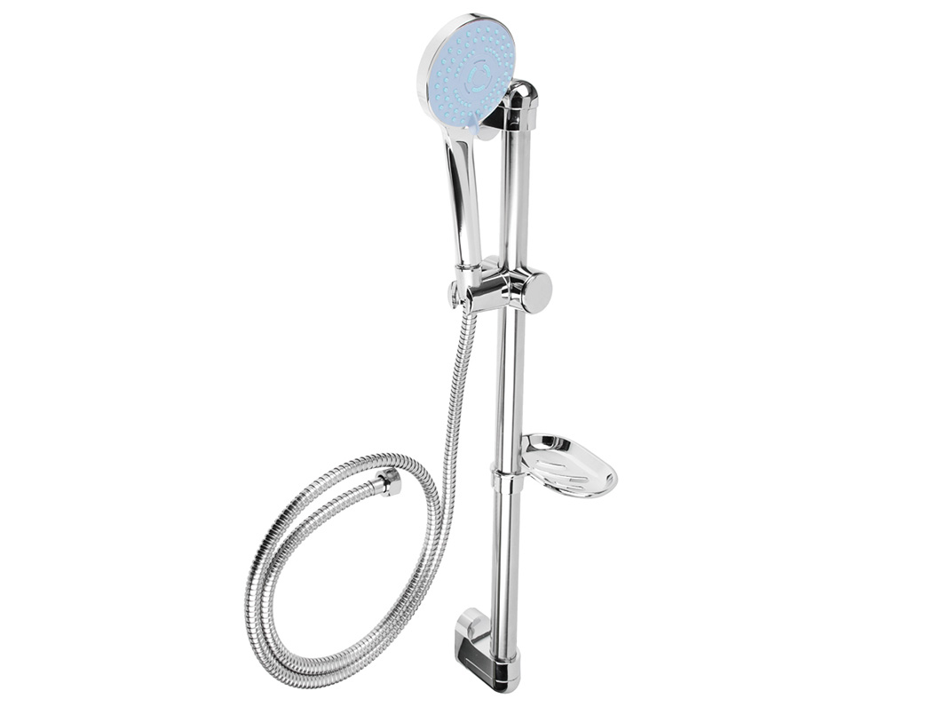 Изображение товара Стойка с набором для душа, лейка 5 реж. шланг 150см стойка 60см мыльница SonWelle    ХХ в Миди Лтд