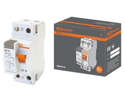 УЗО ВД63 2Р 40А 30мА электронное TDM - фото в Миди Лтд Изображение товара УЗО ВД63 2Р 40А 30мА электронное TDM в Миди Лтд