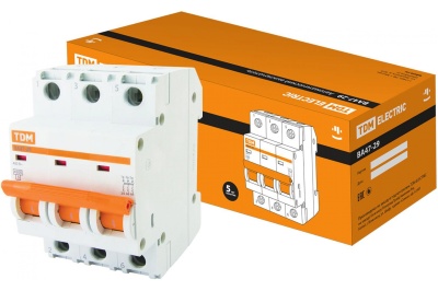Изображение товара Автоматический выключатель ВА47-29 3Р 63А 4,5кА х-ка С TDM в Миди Лтд