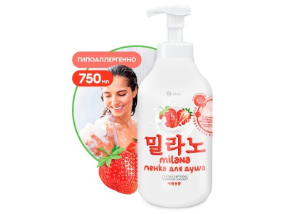 Пенка для душа Milana с экстрактом клубники и молочными протеинами 750мл (8шт/уп) - фото в Миди Лтд Изображение товара Пенка для душа Milana с экстрактом клубники и молочными протеинами 750мл (8шт/уп) в Миди Лтд