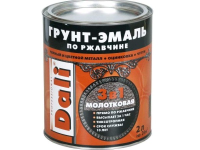 Изображение товара Молотковая Грунт-эмаль по ржавчине DALI черный 2л (3шт/уп; 234шт/пал) в Миди Лтд
