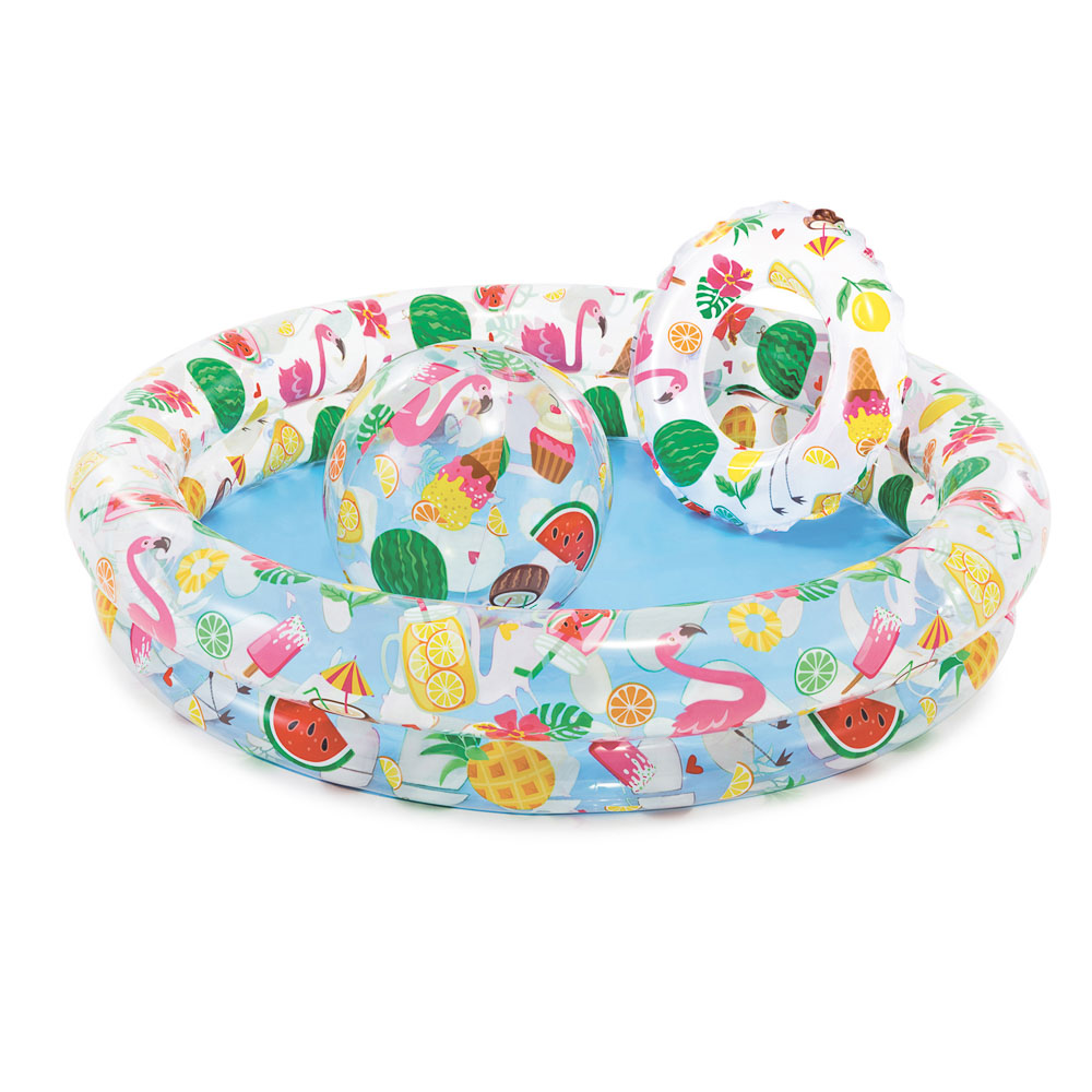 Набор пляжный 3 предмета (бассейн, круг для плавания 51см, мяч 51см) INTEX 59460NP  - фото в Миди Лтд Изображение товара Набор пляжный 3 предмета (бассейн, круг для плавания 51см, мяч 51см) INTEX 59460NP  в Миди Лтд