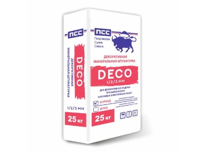 Штукатурка декоративная ПСС Деко-К 2мм 25 кг  (48шт/пал) - фото в Миди Лтд Изображение товара Штукатурка декоративная ПСС Деко-К 2мм 25 кг  (48шт/пал) в Миди Лтд