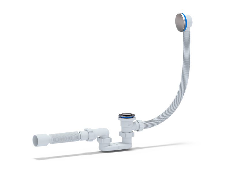 Изображение товара Сифон для ванны Ани плоский 1 1/2"*40 с выпуском с переливом клик-клак 375*40/50 (сетка) (15шт/уп) в Миди Лтд