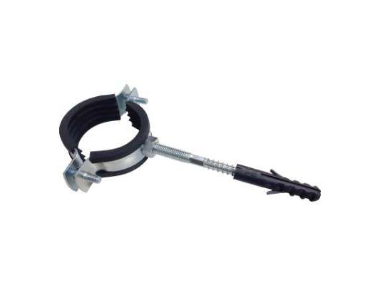 Хомут оцинкованный с резиновым  уплотнением 2 1/2" 75-80 (шпилька М8*80 и дюбель) (100 шт/уп) - фото в Миди Лтд Изображение товара Хомут оцинкованный с резиновым  уплотнением 2 1/2" 75-80 (шпилька М8*80 и дюбель) (100 шт/уп) в Миди Лтд