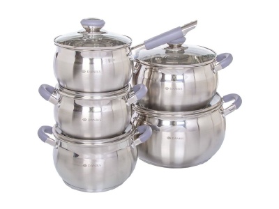 Изображение товара Набор посуды нерж сталь Daniks 10 предметов (SD-10N) (кастрюли 1,9л, 2,9л, 3,9л, 6,5л ковш 1,9л) Х в Миди Лтд