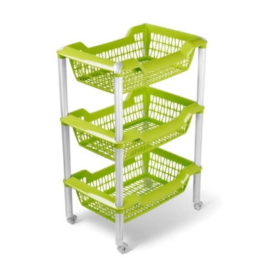 Этажерка универсальная ДЖЕТТА на колесиках 3 корзины оливковая (4шт/уп) - фото в Миди Лтд Изображение товара Этажерка универсальная ДЖЕТТА на колесиках 3 корзины оливковая (4шт/уп) в Миди Лтд
