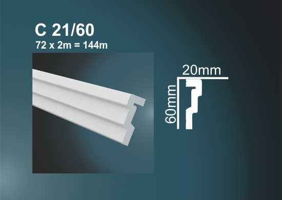 Изображение товара Экструдированный плинтус 60*2м  С21/60 (уп-56шт) в Миди Лтд
