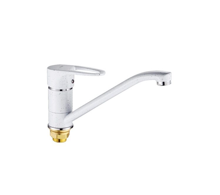 Смеситель для кухни длинный излив 40мм гайка белый ХХХ - фото в Миди Лтд Изображение товара Смеситель для кухни длинный излив 40мм гайка белый ХХХ в Миди Лтд