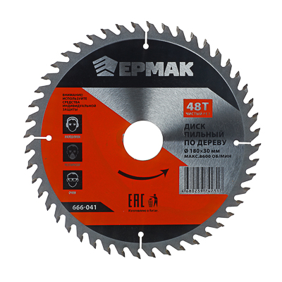 Изображение товара Диск пильный по дереву 180х30х48Т ЕРМАК Чистый рез 666-041 (100шт/кор) в Миди Лтд