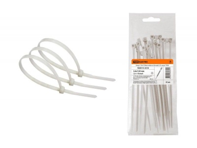 Изображение товара Хомуты нейлоновые белые 120х3,6мм (25шт/уп) TDM в Миди Лтд
