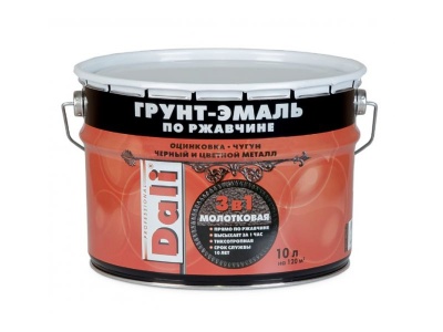 Молотковая Грунт-эмаль по ржавчине DALI серебристый 10л (55шт/пал) - фото в Миди Лтд Изображение товара Молотковая Грунт-эмаль по ржавчине DALI серебристый 10л (55шт/пал) в Миди Лтд
