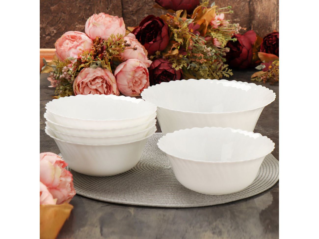 Салатник стеклокерамика круглый 7шт (салатник малый 0,7мл 6шт, салатник большой 2л 1шт) Daniks  - фото в Миди Лтд Изображение товара Салатник стеклокерамика круглый 7шт (салатник малый 0,7мл 6шт, салатник большой 2л 1шт) Daniks  в Миди Лтд