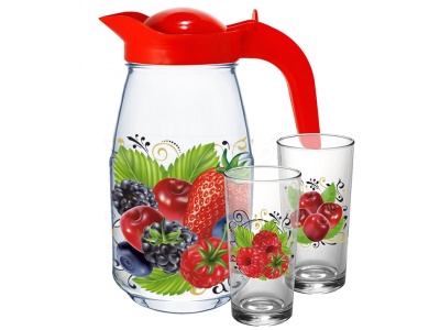 Набор для воды Ягодный фреш 7пр (кувшин +стакан 6шт) (3шт/уп) Х - фото в Миди Лтд Изображение товара Набор для воды Ягодный фреш 7пр (кувшин +стакан 6шт) (3шт/уп) Х в Миди Лтд