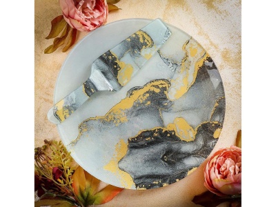 Изображение товара Блюдо стекло круглое с лопаткой 30см Daniks Флюид (12шт/уп) в Миди Лтд