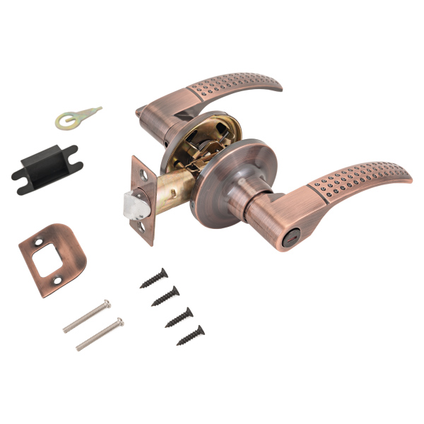 Замок ручка Медь с фиксатором 8510 ВК АС (20шт/уп) - фото в Миди Лтд Изображение товара Замок ручка Медь с фиксатором 8510 ВК АС (20шт/уп) в Миди Лтд