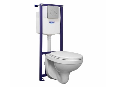 Изображение товара Комплект "АЛЬФА" ПЭК унитаз, сиденье полипр.,инсталляция,кнопка хром.глянец в Миди Лтд