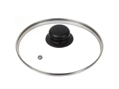 Крышка для посуды стекло Daniks 18см кнопка бакелит черная (30шт/уп) - фото в Миди Лтд Изображение товара Крышка для посуды стекло Daniks 18см кнопка бакелит черная (30шт/уп) в Миди Лтд