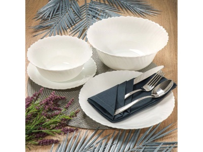 Изображение товара Сервиз столовый стеклокерамика 19предметов 6 перс белый (тарелка обеденная 6шт, десертная 6шт,  в Миди Лтд