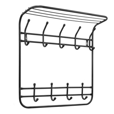 Изображение товара Вешалка настенная Комфорт 2-х ярусная черный 5/4 крючка (2шт/уп) в Миди Лтд