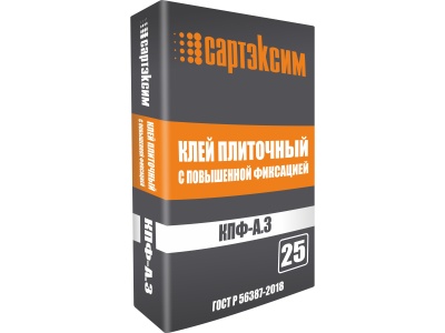 Клей плиточный САРТЭКСИМ КПФ-А3 с повышенной фиксацией 25кг (48шт/пал) - фото в Миди Лтд Изображение товара Клей плиточный САРТЭКСИМ КПФ-А3 с повышенной фиксацией 25кг (48шт/пал) в Миди Лтд