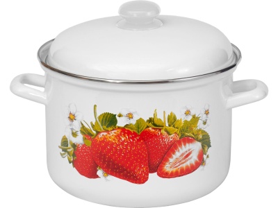 Изображение товара Кастрюля эмаль белая 6,0л Сочная клубника С-1618АП2/4 (4шт/уп) в Миди Лтд