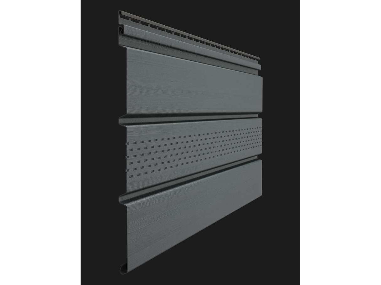 Софит DOCKE Premium с центральной перфорацией дл 3000мм раб шир 305мм Графит (16шт/кор) - фото в Миди Лтд Изображение товара Софит DOCKE Premium с центральной перфорацией дл 3000мм раб шир 305мм Графит (16шт/кор) в Миди Лтд
