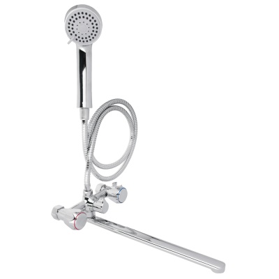 Смеситель для ванны с длинным изливом с душ набором латунь RAIN Уран - фото в Миди Лтд Изображение товара Смеситель для ванны с длинным изливом с душ набором латунь RAIN Уран в Миди Лтд