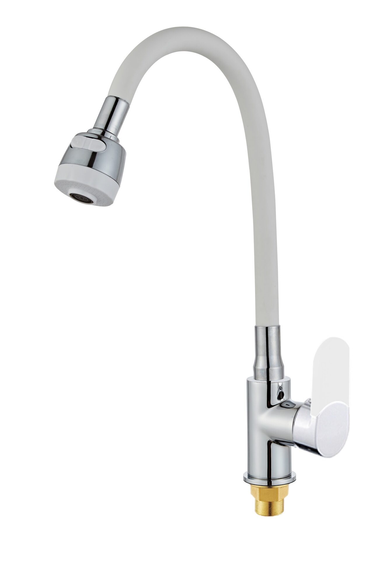 Смеситель для кухни высокий силиконовый излив 35мм аэратор два режима гайка белый ХХХ - фото в Миди Лтд Изображение товара Смеситель для кухни высокий силиконовый излив 35мм аэратор два режима гайка белый ХХХ в Миди Лтд