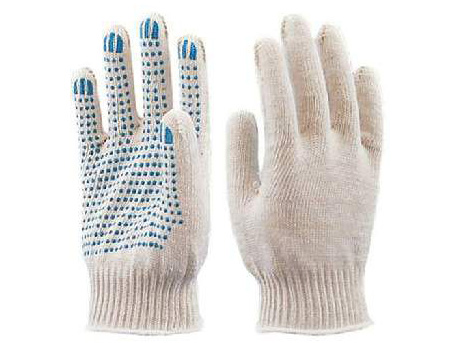 Перчатки х/б 5 нитей 10,5 кл. ПВХ Точка Белые (10шт/уп)(200шт/меш) - фото в Миди Лтд Изображение товара Перчатки х/б 5 нитей 10,5 кл. ПВХ Точка Белые (10шт/уп)(200шт/меш) в Миди Лтд