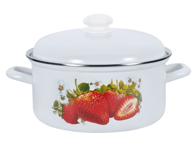 Кастрюля эмаль белая 3,0л Сочная клубника С-1512АП2/4 (4шт/уп) Х - фото в Миди Лтд Изображение товара Кастрюля эмаль белая 3,0л Сочная клубника С-1512АП2/4 (4шт/уп) Х в Миди Лтд
