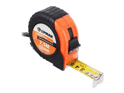 Рулетка  7,5м*25мм ЕРМАК обрезиненный корпус (5шт/уп)(60шт/кор) - фото в Миди Лтд Изображение товара Рулетка  7,5м*25мм ЕРМАК обрезиненный корпус (5шт/уп)(60шт/кор) в Миди Лтд