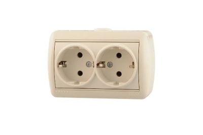 Розетка 2 местная LEZARD Ната крем с/з керамика - фото в Миди Лтд Изображение товара Розетка 2 местная LEZARD Ната крем с/з керамика в Миди Лтд