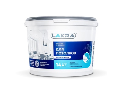 Изображение товара Краска для стен и потолков ЛАКРА акриловая белоснежная 14кг (44шт/пал) в Миди Лтд
