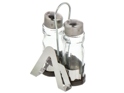 Изображение товара Набор для специй стекло нерж сталь 2шт на подставке серебристый Y4-7361 (72шт/уп) в Миди Лтд